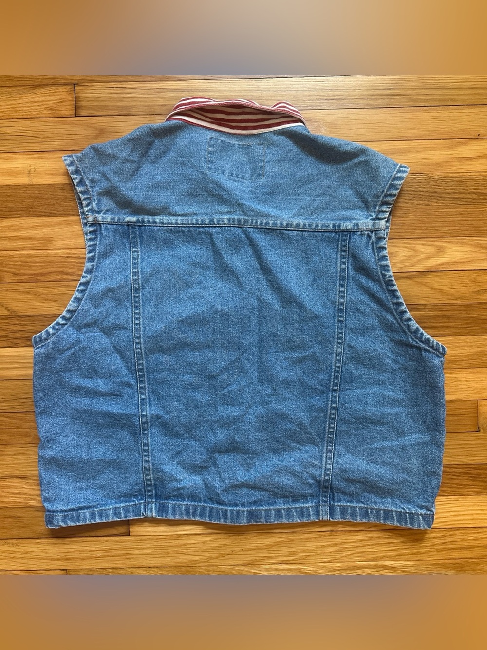 Blue Denim Vest with American flag deets - Picture 5 of 5